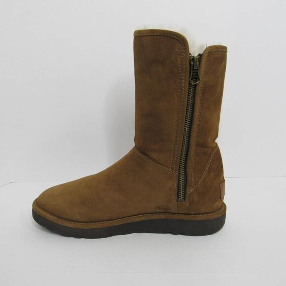 UGG ABREE MINI ZIP BOOTS CHESTNUT - Picture 6 of 9